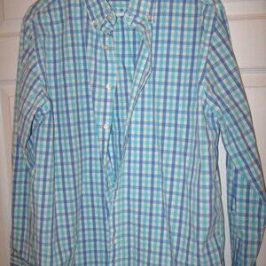Reed Edwards Blue & White Checked Button-Down Shirt Men's Large